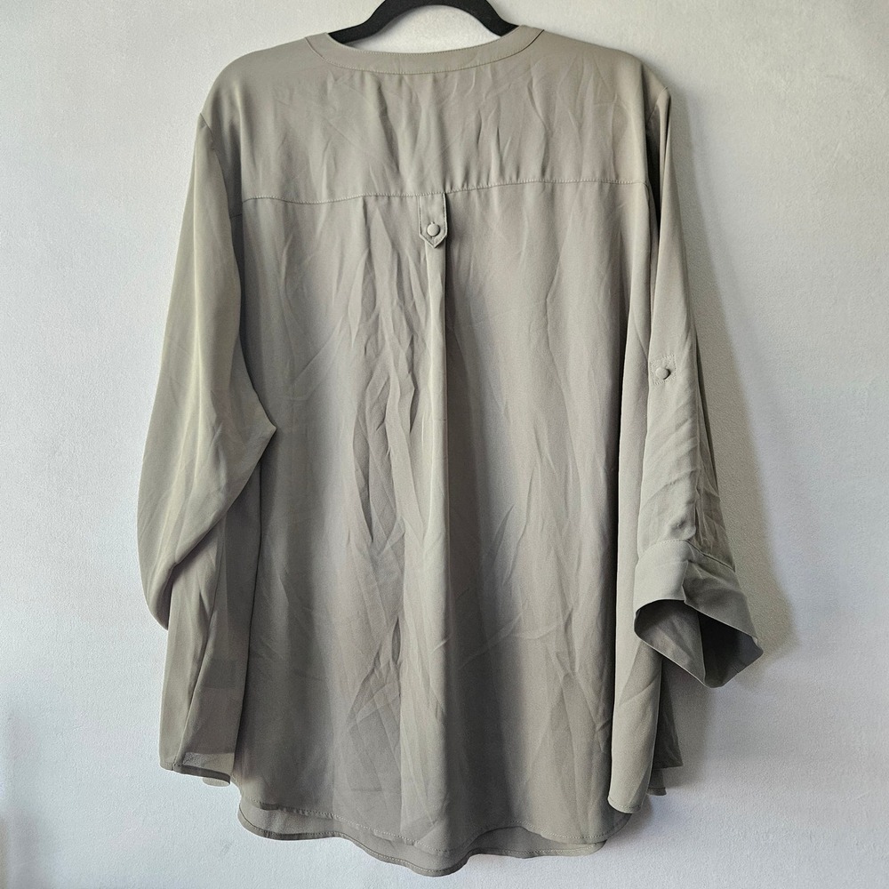 Torrid Harper Blouse Womens 3 Grey NWOT Pockets Professional Office Minimalist - Picture 2 of 11